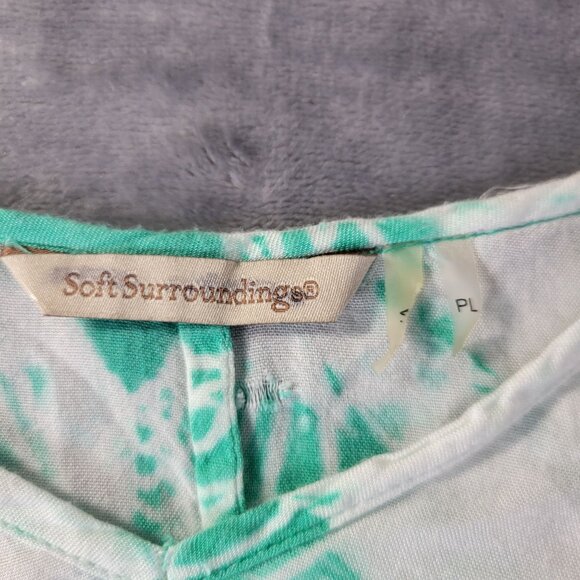 Soft Surroundings Womens Tunic Top PL Petite‎ Green White Tie Dye Boho Artsy - Picture 2 of 8